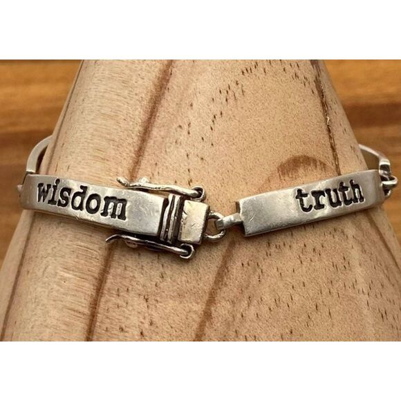 Truth~Grace~Faith~Courage~Wisdom 925 Sterling Silver Link Bracelet - Picture 10 of 11